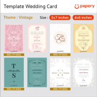 การ์ดแต่งงาน Template สำเร็จรูป Vintage 5x7 / 4x6  นิ้ว