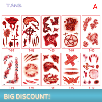 ?【Lowest price】TANG 10แผ่น Halloween SCAR TATTOO สติ๊กเกอร์พรรคแผลสติกเกอร์เลือด