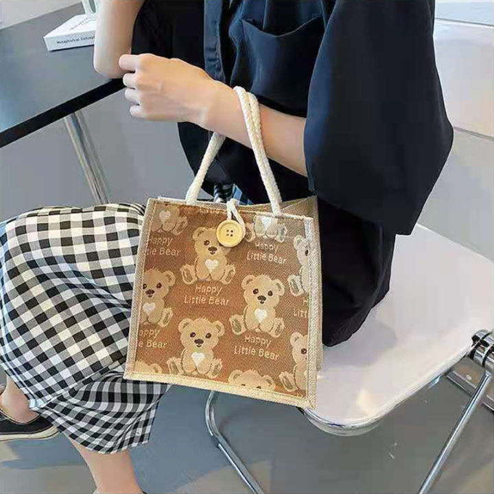 ไหล่กระเป๋าถือถุงหิ้วดีไซน์ผ้าใบหมีสุขสันต์ญี่ปุ่นกระเป๋าสะพายขอร้อง
