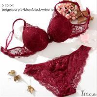 Imcute Push Up Lace And Panty Set Women’s Embroidery