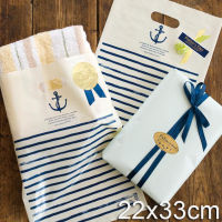 Plastic Gift Bags, Plastic shopping bags "blue stripe Anchor printing" 22x32cm 100pcslot