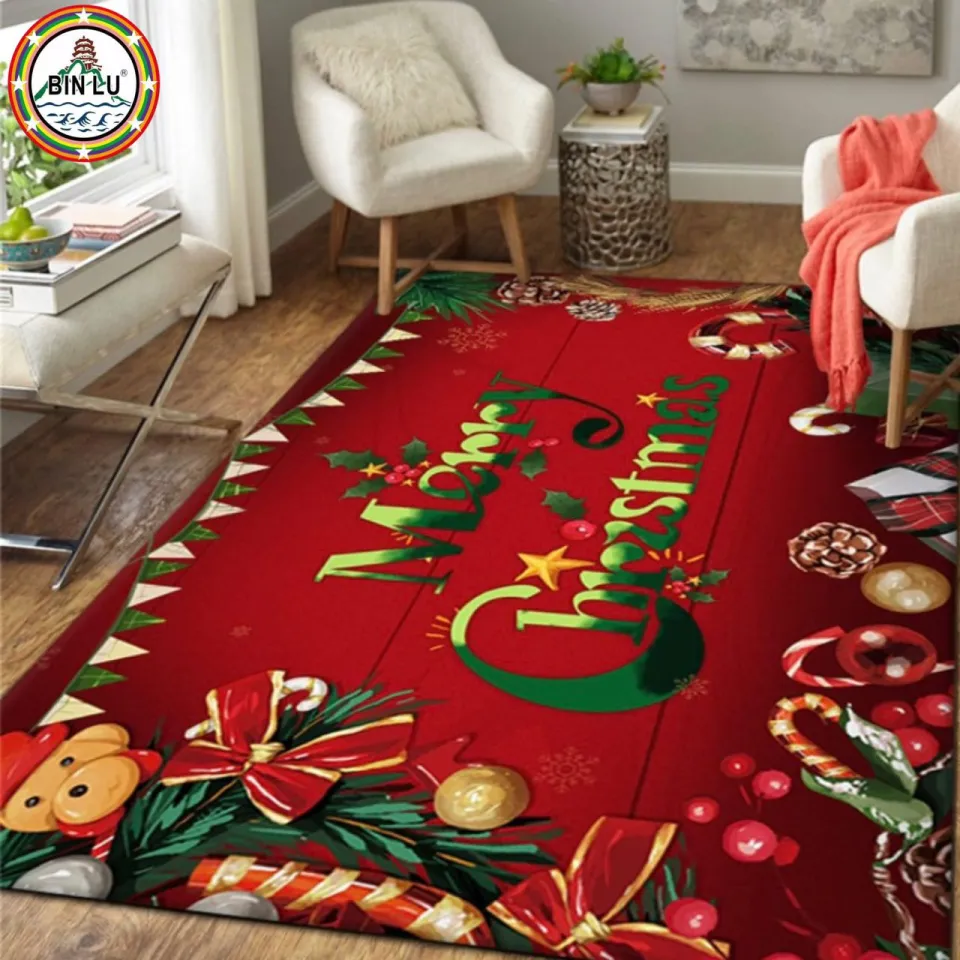 1pc Christmas Snowman Printed Kitchen Floor Mat, Polyester Anti-slip  Decorative Mat For Christmas