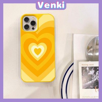VENKI - Case iPhone 14 Pro Max TPU Soft Case Love Circle Glossy Yellow Candy Case Camera Protection Shockproof For iPhone 14 13 12 11 Plus Pro Max 7 Plus X XR