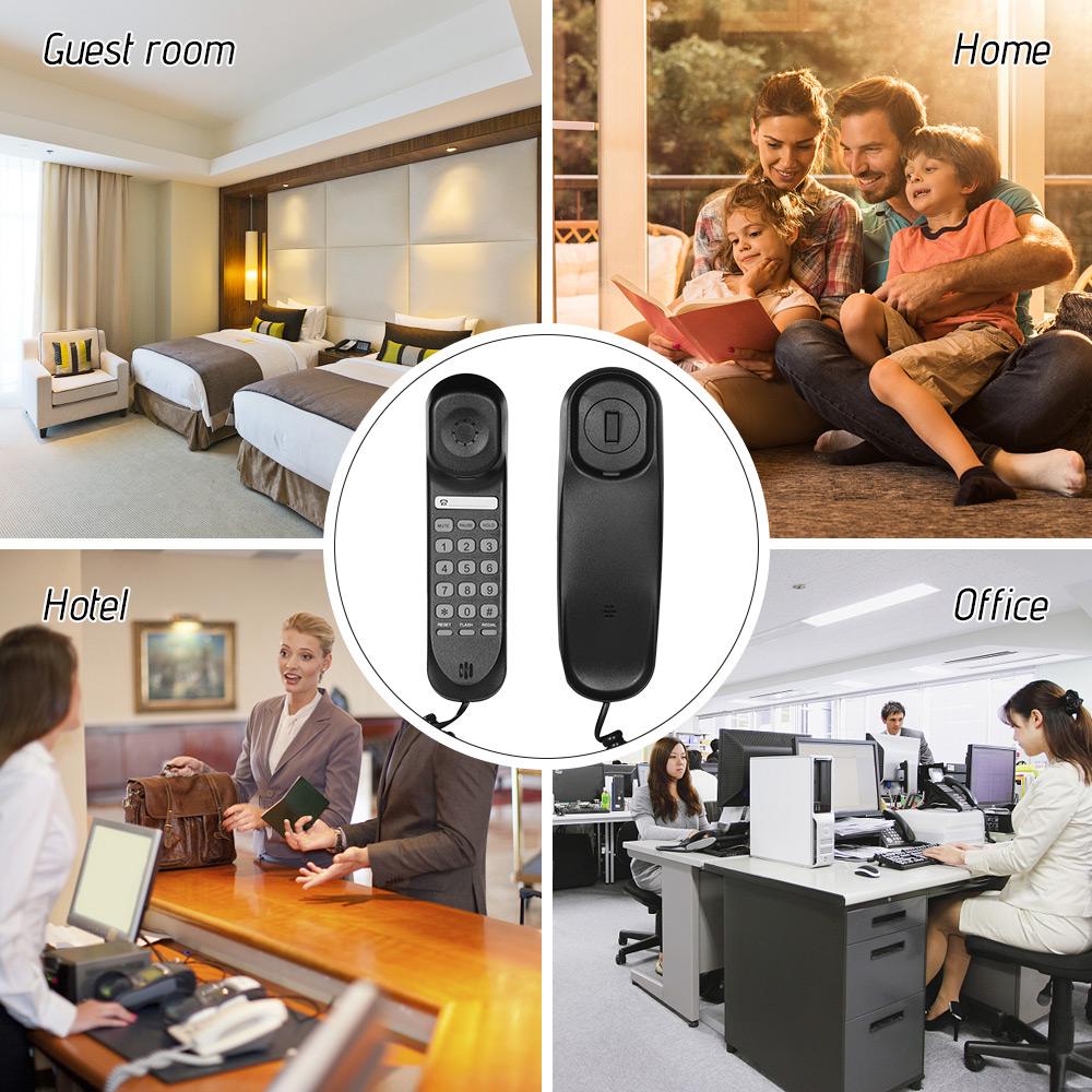 Entweg Corded Phone for Home,Mini Desktop Corded Landline Phone Fixed Telephone Wall Mountable Supports Mute/Pause/Hold/Reset/Flash/Redial Functions for Home Hotel Office Bank Call Center 