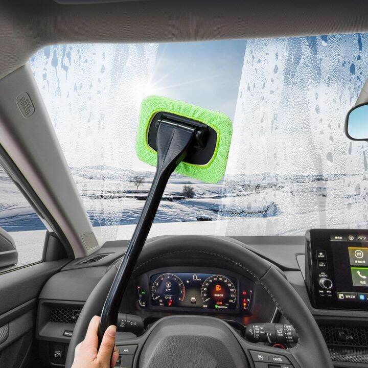 Car Windshield Cleaner Brush Kit Car Inside Window Cleaning Wash Tool  Microfiber Wand with Handle Auto Window Easy Defogger Set