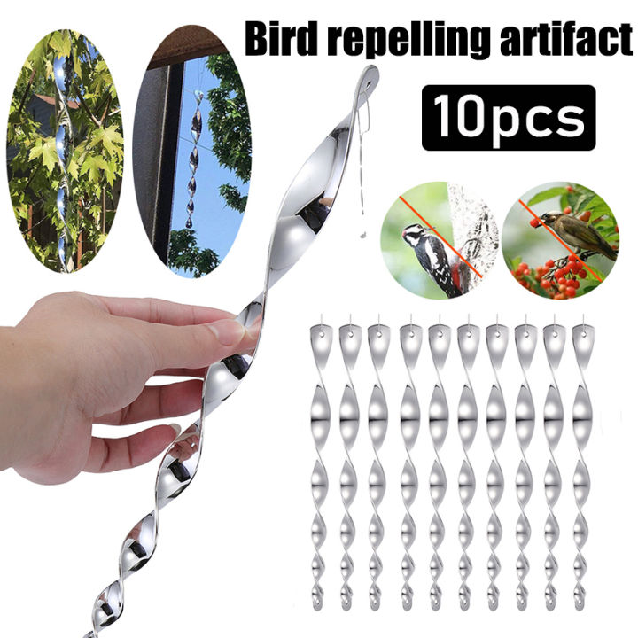 10 Pack Bird Repellent Reflective Scare Rods,Ornamental Spiral