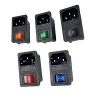 With 10A Fuse! Red Rocker Switch Fused IEC320 C14 Inlet Power Socket Fuse Switch Connector Plug Connector Red Green Blue Black Push Button