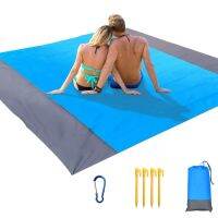 Beach Blanket, 210 x 200cm Picnic Blanket Extra Large Waterproof Beach Mat with 4 Fixed Nails, For Beach, Camping