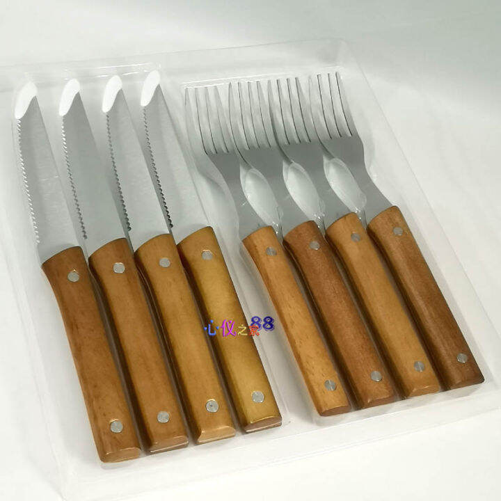 European wooden handle stainless steel professional restaurant Steak