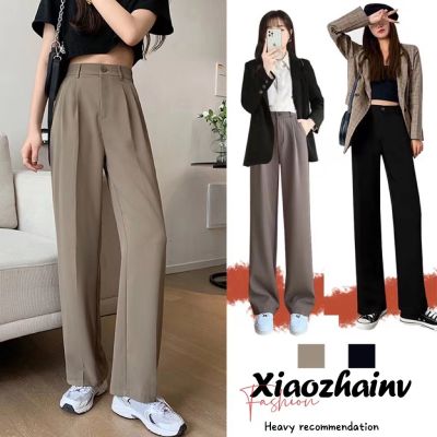 Xiaozhainv Korean style suit pants high waist elastic waist straight leg pants women