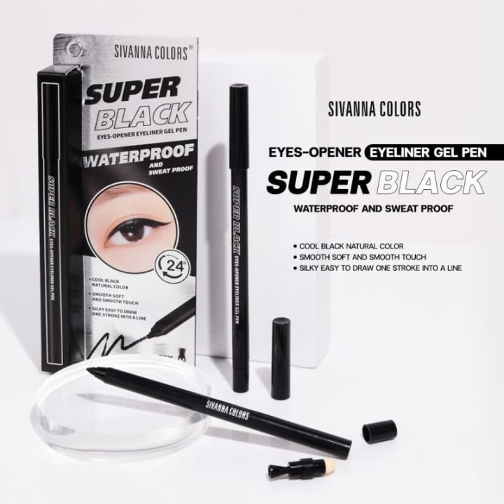 hf947-sivanna-eyeliner-gel-pen-super-black-ดินสอเขียนขอบตา-เนื้อเจลนุ่มลื่น-เขียนง่ายให้สีดำสนิทติดทน-กันน้ำ