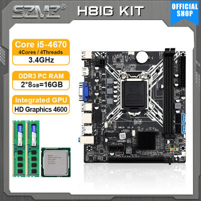 SZMZ H81 Motherboard kit LGA 1150 with core i5 4670 processor 16GB DDR3 memory + HD Graphics 4600 USB3.0 SATA3.0 placa mae 1150