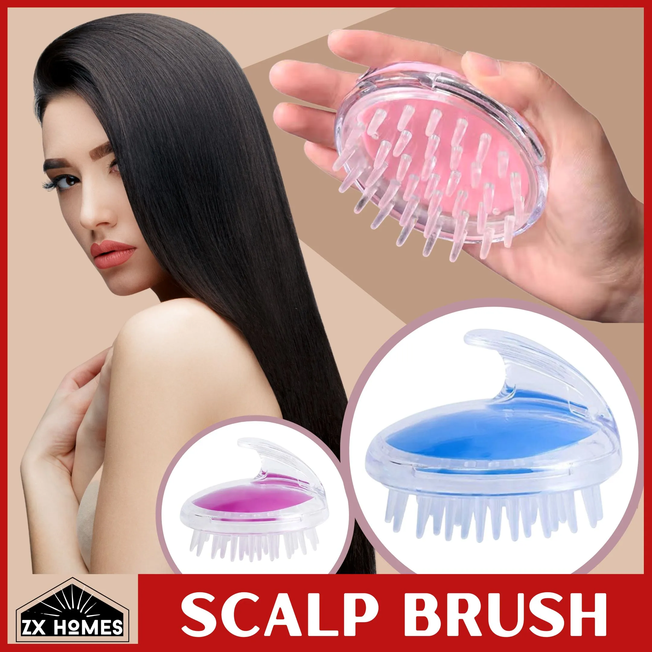 ZX HOMES Silicone Scalp Massage Brush Shower Hair Comb Head Brush | Lazada  PH