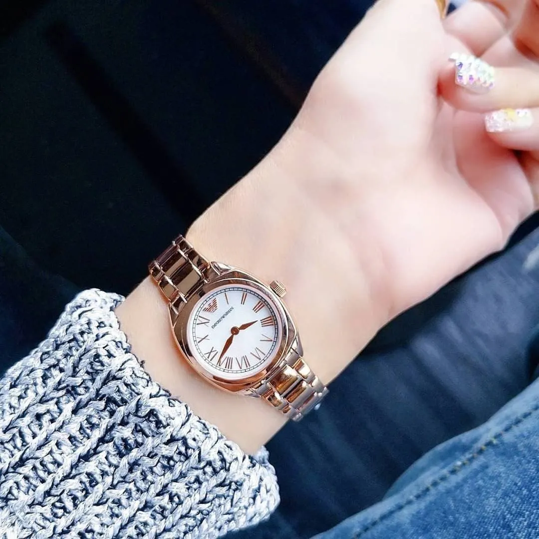 MeBrandOutlet #นาฬิกาข้อมือผู้หญิง Emporio Armani Women's Two-Hand Rose  Gold-Tone Stainless Steel Watch AR11038 ?งานแท้100% จากShop Outlet USA?  RN061021 