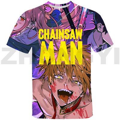 ฤดูร้อนการ์ตูนChainsaw Man デンジ 3Dพิมพ์เสื้อยืดเด็กอะนิเมะStreetwearผู้ชายขนาดใหญ่Tเสื้อHarajuku Vintage Tเสื้อtees Tops