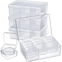 Clear Plastic Storage Box Clear Box with Hinged Lid Small Items with Hinged Lid and Rectangular Clear Craft Supplies Box