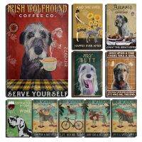 ตลกโลหะเข้าสู่ระบบไอริช Wolfhound กาแฟบริษัทสุนัขห้องน้ำห้องนอนคาเฟ่ตกแต่งผนังวันแรงงานฮาโลวีนโปสเตอร์จิตรกรรมใหม่