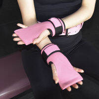 ถุงมือฟิตเนส สีชมพู ถุงมือออกกำลังกาย โยคะ ออกกำลังกายครึ่งนิ้ว Power Weight Lifting Hand Protector