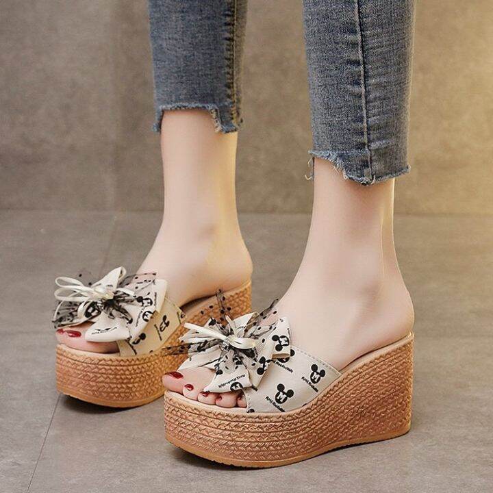 34-43-outerwear-plus-size-slippers-2022-summer-new-platform-wedge-bow-slippers-womens-shoes