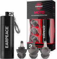 EarPeace Moto Original Noise Reduction Earplugs Reusable, High Fidelity Hearing Protection for Motorcycles, Motorsports, Touring, Commuting and Racing Medium Size up to 26dB Noise Canceling Black Case Moto - Original