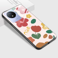 เคส Case4you สำหรับ Y02T Y02A Vivo ลายกลีบดอกดอกไม้สวยหรูหรูหราปลอกเคสประกบหลังแบบแข็งกระจกเทมเปอร์เคสมันวาว