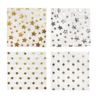 ▦ 10 pcs/lot Foil Gold Dot Birthday Wedding Party Supplies Decoration Napkin Disposable Paper Plates Baby Shower Favors