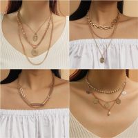 European And American Fashion Multi-layer Necklaces Hip-hop Metal Thick Chain Long Clavicle Chain Personality Men And Women Stacking Necklace