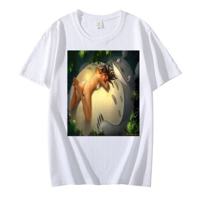 Miyazaki Hayao Totoro Studio Ghibli Tshirt Couple White T Shirt Print T-Shirt Summer Superior Gildan