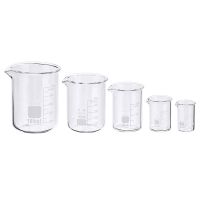 5pcs/set Glass Beaker 5/10/25/50/100ml Laboratory Measuring Cup Glassware For School Study Lab Glass Beaker Set