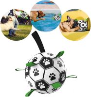 ATUBAN Dog Toys Soccer Ball with Grab Tabs,Interactive Dog Toys for Tug of War,Puppy Birthday Gifts,Dog Tug Toy, Dog Water Toy