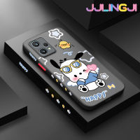 Jlingji เคสสำหรับ Realme 9 Pro Plus Narzo 50 Pro 5G V25 5G Q5 5G เคสการ์ตูน Happy Pochacco มีน้ำค้างแข็งโปร่งใสขอบสี่เหลี่ยมด้านข้างแข็งลายกล้องปลอกซิลิโคนเคสนิ่มป้องกันการกระแทก