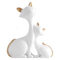 Resin Cat Figurines Decorative Animals Desktop Gift Cat Statue Ornaments Home Decoration Living Room Accessories