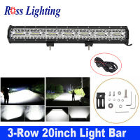 20" Tri-Rows 420W Led Work Light Bar Spot Flood Combo 20inch Led Bar for Trucks A Tractor Auto Fog Driving Lamp