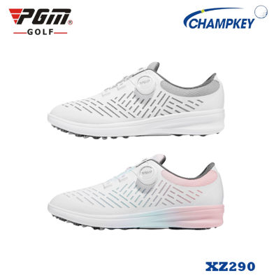 Champkey รองเท้ากอล์ฟ PGM สำหรับผู้หญิง ลายสีพาสเทล (XZ290) แบบผูกเชือกอัตโนมัติ Breathable Anti-SLIP EU : 36-39