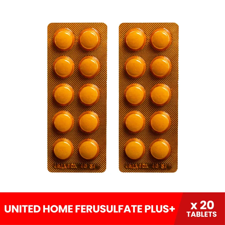 UNITED HOME Fersulfate Plus+ x 20 tablets (For Iron Deficiency Anemia and Prenatal Anemia