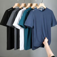 Quick Drying T-shirt Mens Breathable Casual Short Sleeve T-shirt Round Neck Ice Silk Half Sleeve Top Mens Clothing