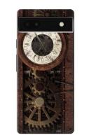 เคสมือถือ Google Pixel 6a ลายเกียร์นาฬิกา Steampunk Clock Gears Case For Google Pixel 6a