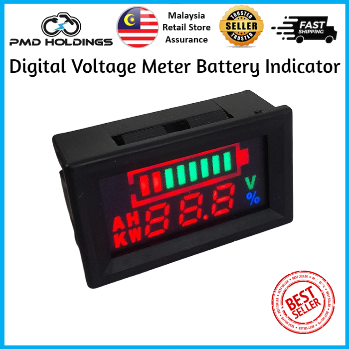 Ready Stock Digital Voltage Meter Battery Indicator Voltmeter