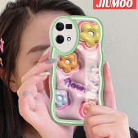 เคส JIUMOO สำหรับ OPPO Reno 7 4G Reno 8 4G F21 Pro 3D การ์ตูนสร้างสรรค์กันกระแทกลายดอกไม้แฟชั่นสีสันสดใสเคสโทรศัพท์แบบใสขอบซิลิโคนป้องกันเลนส์กล้องเคสนิ่มโปร่งใส