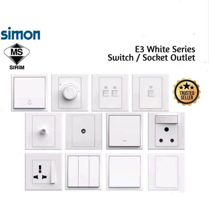 SIMON Switch E3 White/Silver/Black Switches & Socket Lazada
