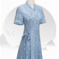 Blue Cheongsam Retro Daily Slimming 2022สไตล์จีนเด็กสาวชุดปรับปรุง