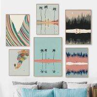 ปรับแต่ง Wall Art Surf โปสเตอร์และพิมพ์ภาพวาด-บทคัดย่อ Coral Surfboard Forest รูปภาพสำหรับ Modern Room Home - Beautiful Beach Decor