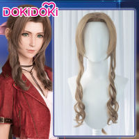 DokiDoki เกม FFVII Aerith คอสเพลย์วิกผมผู้หญิงสีบลอนด์ผม Final Fantasy VII คอสเพลย์วิกผม Aerith Ginsborough Wigs