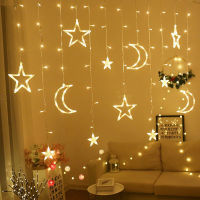 220V LED Star Moon Wish Ball Curtain Light Christmas Tree Garland String Fairy Lights Outdoor for Wedding Party Holiday Decor