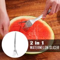 Stainless Steel Watermelon Forks Dual Head Fruit Slicer Fork Cutting O8V5