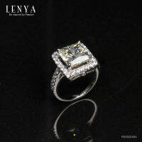 LENYA JEWELRY แหวนเพชร Fancy Yellow DiamondLike รูปทรง Princess Cut ล้อมรอบด้วยCubic Zirconia ที่เปล่งประกายแวววาวสะดุดตา  ดูหรูหราสะกดสายตาใครต่อใคร