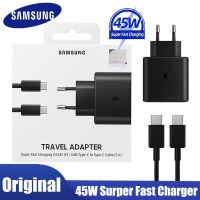 Samsung Original 45W Super Fast Charger Double Type-C Cable For Galaxy S22 Ultra Note 10 5G 20 USB C Fast Charging Wall Charger