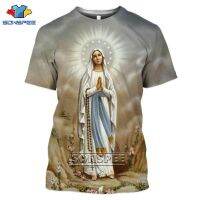 (All sizes are in stock)   Liasoso Casual T-shirt Round Neck Guadalupe Virgin Mary Catholic 3D Print Summer Fashion Harajuku Style  (You can customize the name and pattern for free)