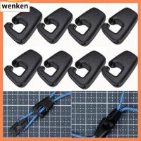 WENKEN 4pcs ที่หนีบหางเชือก ตัวล็อคสาย เหล็กพลาสติกเหล็ก สีดำสีดำ สปริงตะขอเกี่ยว ของใหม่ เชือกรองเท้าเสื้อผ้า ชิ้นส่วนเครื่องมือกลางแจ้ง