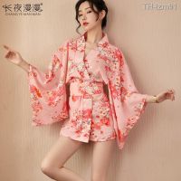 ? Hollow out sleeves sexy lingerie retro printing kimonos waist 1217 passion uniform temptation